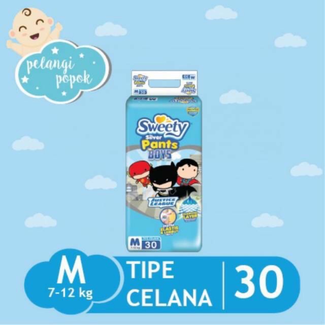 Sweety Silver Pants Boy M M30 Popok Celana Diapers Pampers Pospak Bayi