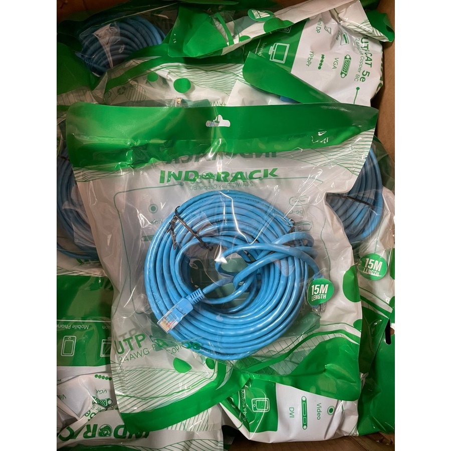 INDORACK C515B 15 Meter Kabel Lan CAT5e UTP Patch Cord Cable -BLUE