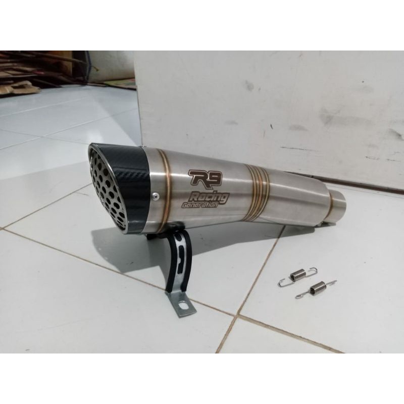 KNALPOT/SLINCER R9 H2 STAINLESS SPESIAL PROMO ALL MOTOR YAMAHA HONDA SUZUKI KAWASAKI GSX R15 R25 CBR