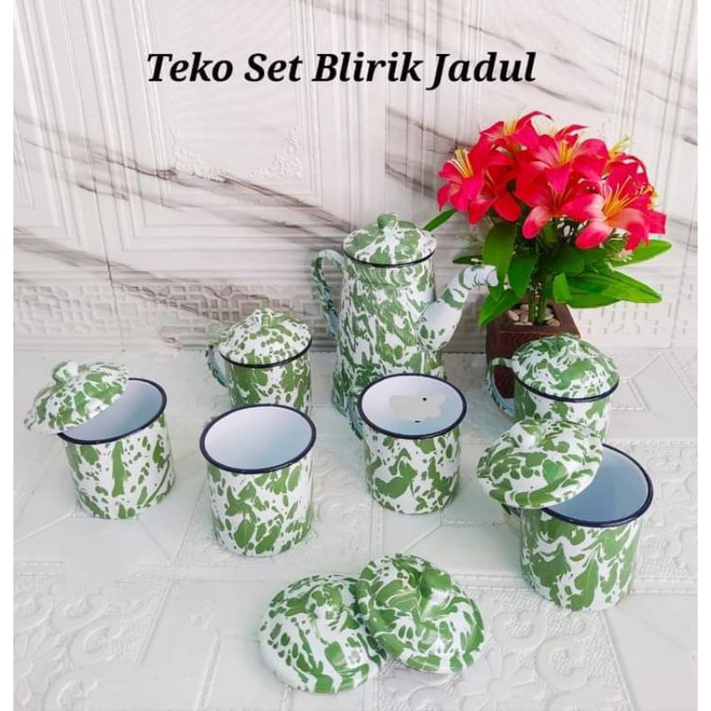 TEKO SET BLURIK/BLIRIK JADUL BESAR +6 CANGKIR MURAH