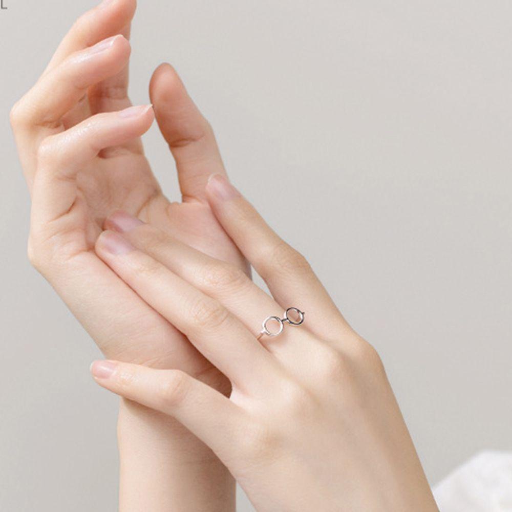 Mxbeauty Cincin Kacamata Fashion Lucu Kepribadian Cupronickel Hadiah Sahabat Hadiah Hari Valentine Cincin Pasangan Perhiasan Gaya Korea