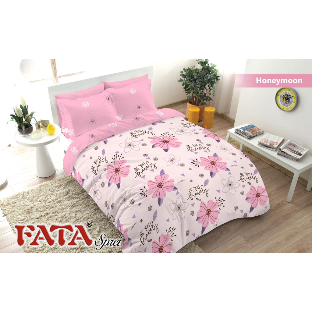 SPREI FATA QUEEN Uk.160x200x20 Seprai Bahan Lembut Dan Halus Seprai Motif Floryn Doraemon