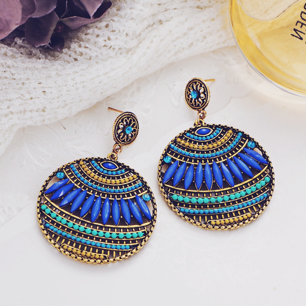 Hu Hu Hu Hu Hu Alat Bantu Pasang Kacamata♡ Anting Tusuk Gantung Wanita Desain Bulat Warna Warni Gaya Bohemianetnik Untuk Pestabanquet