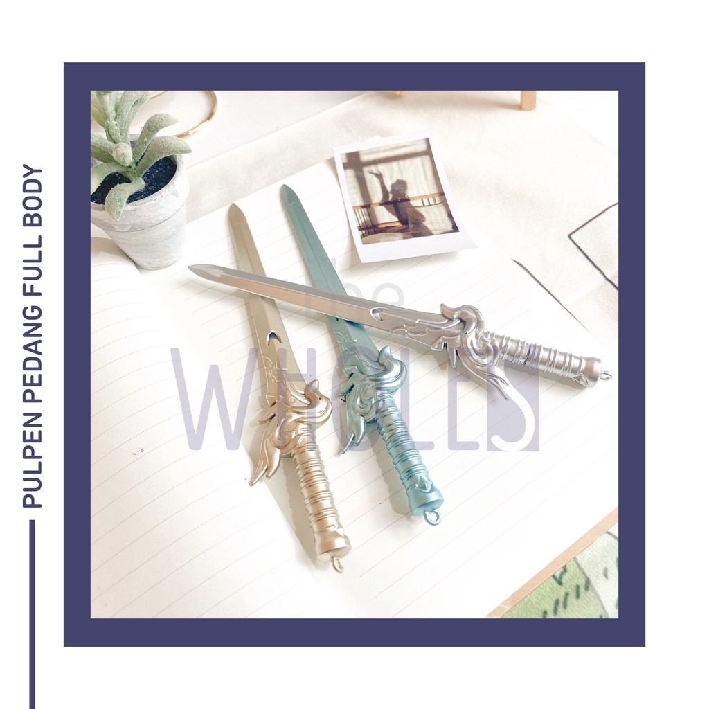 PULPEN / PEN / PENA GEL TINTA HITAM BENTUK PEDANG SAMURAI MAINAN FULLBODY MINI KERIS SWORD BLADE