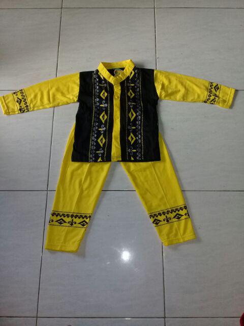 Baju Anak Setelan Muslim Motif Batik Kotak