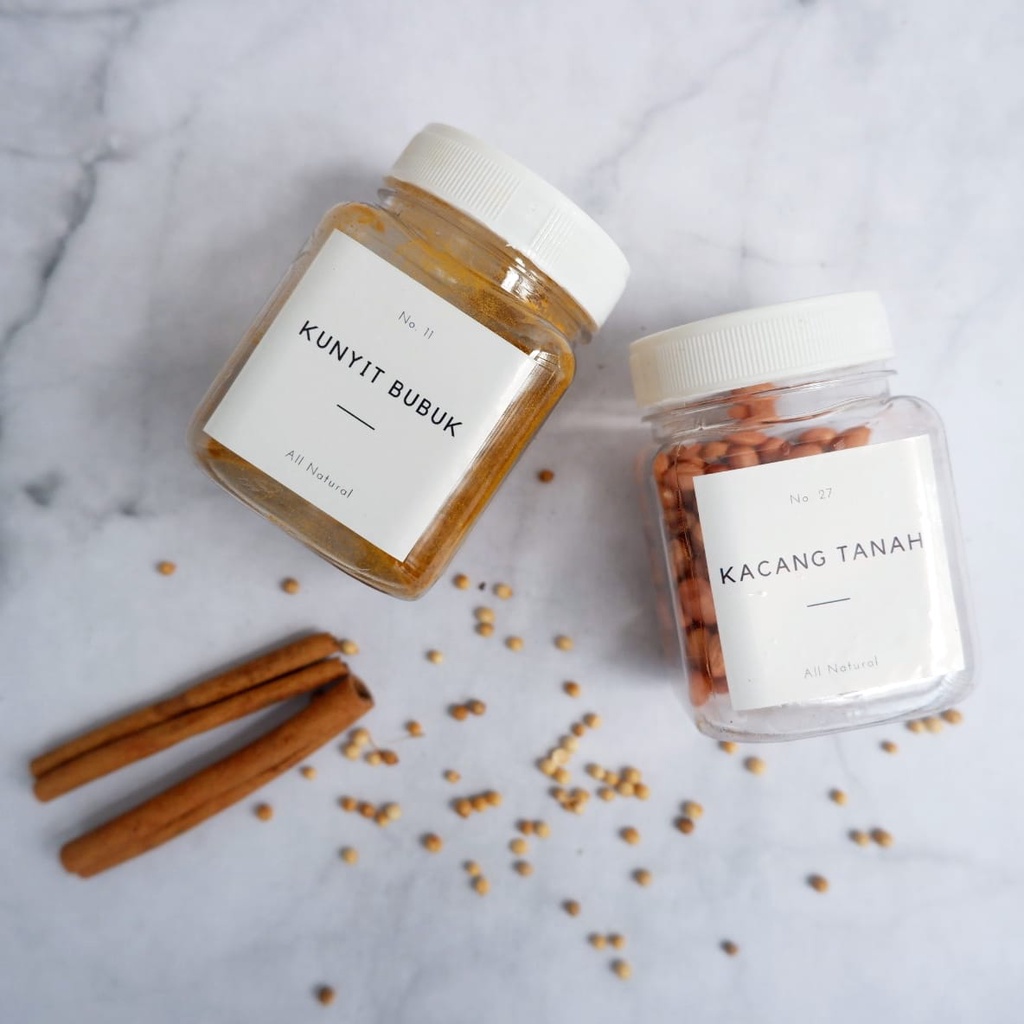 WHITESTUFF Toples Tempat Bumbu Dapur Minimalis Korea Estetik Kotak 200ml Set Aesthetic Free Sendok Label Waterproof
