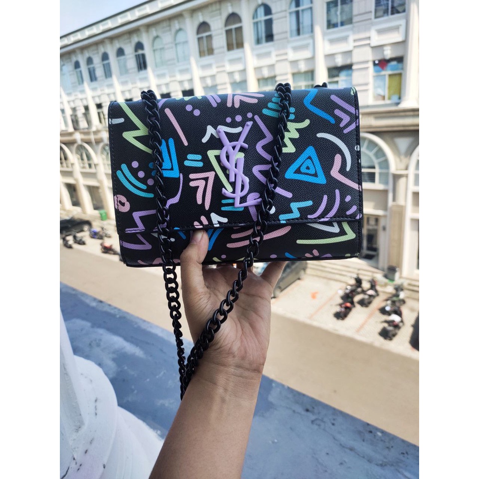RA438 Tas Selempang Wanita YSL Import Motif Lucu Fashion Terbaru Tali Rantai