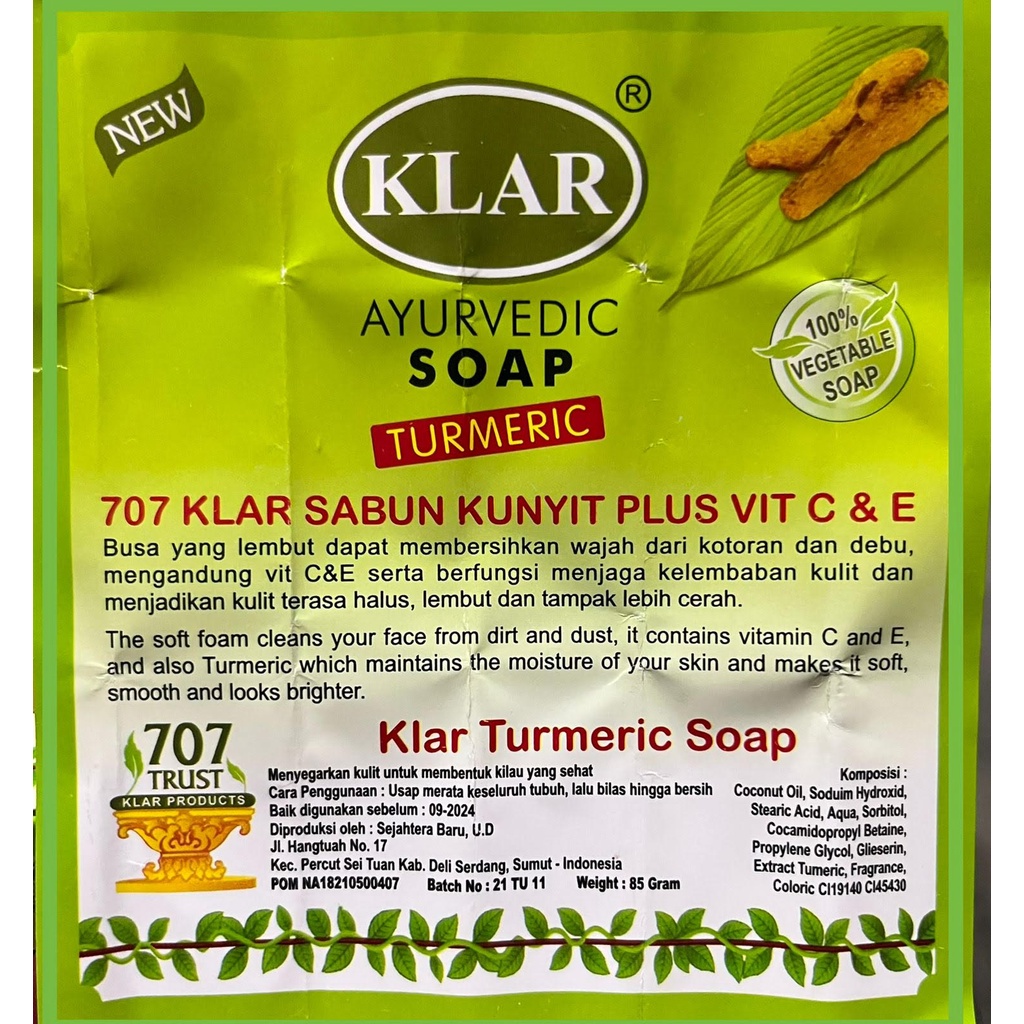 KLAR Sabun Arab Ayurvedic Original Kunyit Pyary Turmeric Soap
