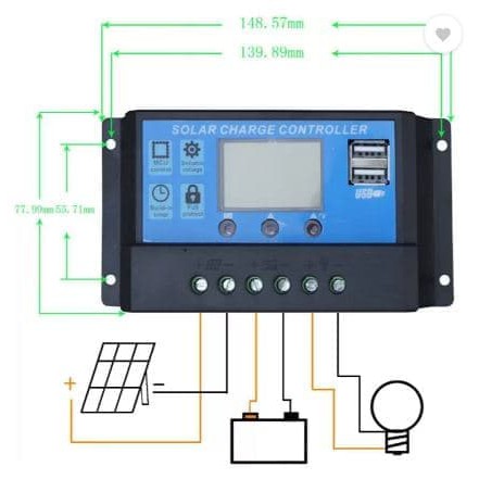 Solar Charge Controller 10A 12V/24V LCD Panel Surya USB Dual Port