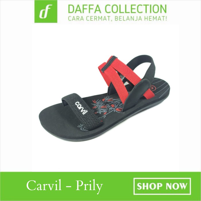 Sendal Gunung Wanita Carvil Sandal Cewek Dewasa Prily Hitam Merah Harga Murah
