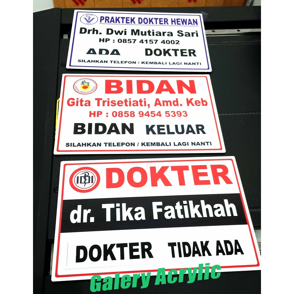 Jual Papan Nama Bidan Dokter Perawat Dll Sign Labael Acrylic Sign Board Acrylic Shopee Indonesia