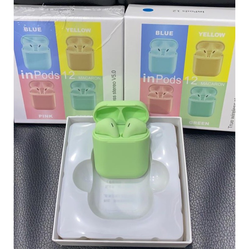 earphone bluetooth i12 twins macaron