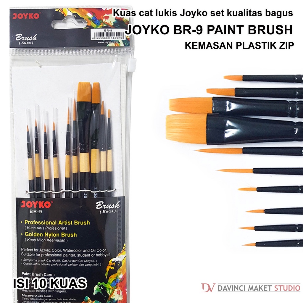 

Kuas Lukis Set Joyko BR-9 Detail Maket Diorama Miniatur Diecast - Set Fine Brush Premium Joyko 10pcs
