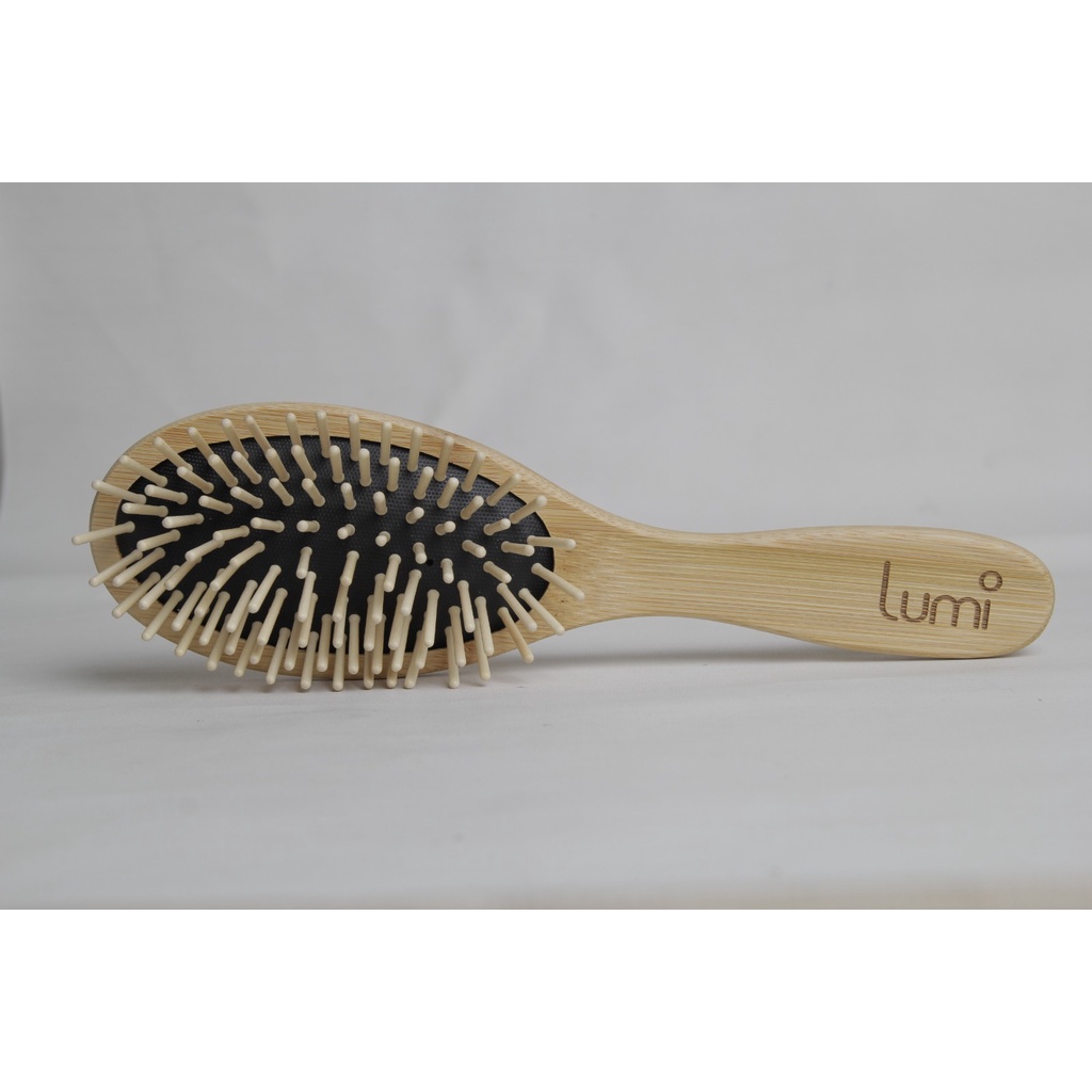 Lumi Bamboo Black Oval - Sisir Rambut Bambu