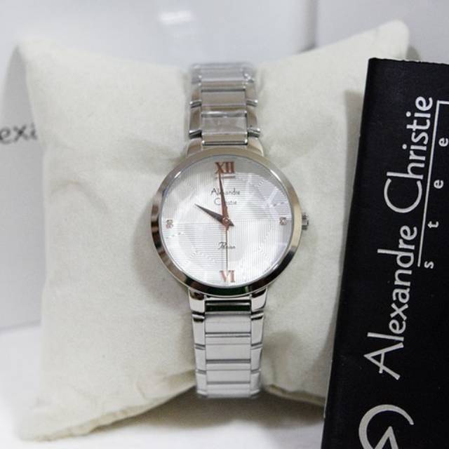 Jam Tangan Cantik Wanita Alexandre Christie AC 2616 Silver Original