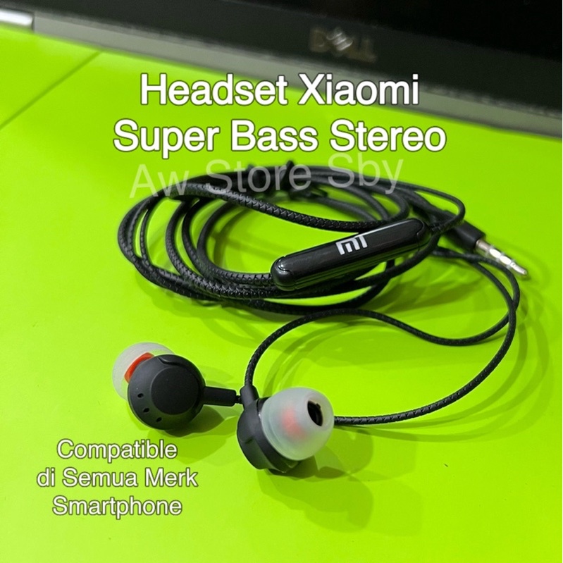 (Xiaomi T-33) Headset Xiaomi Strong Bass Stereo + Microphone Earphone Xiaomi Mega Bass Note 7 8 9 10 10A 10C poco M2 M3 M4