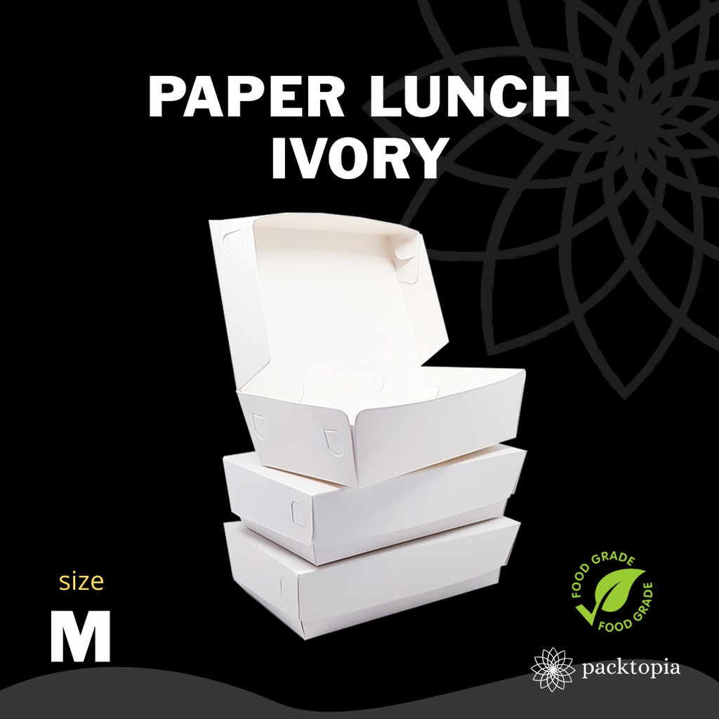 Jual Paper Lunch Box Ivory Putih Laminasi Ukuran M Shopee Indonesia