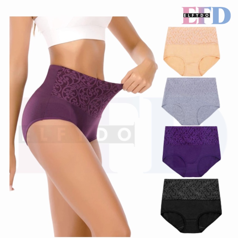 ELFYDO W228 Celana Dalam Highwaist Korset Pengecil Perut Bahan Katun Pakaian Dalam Wanita  Ukuran L &amp; XL