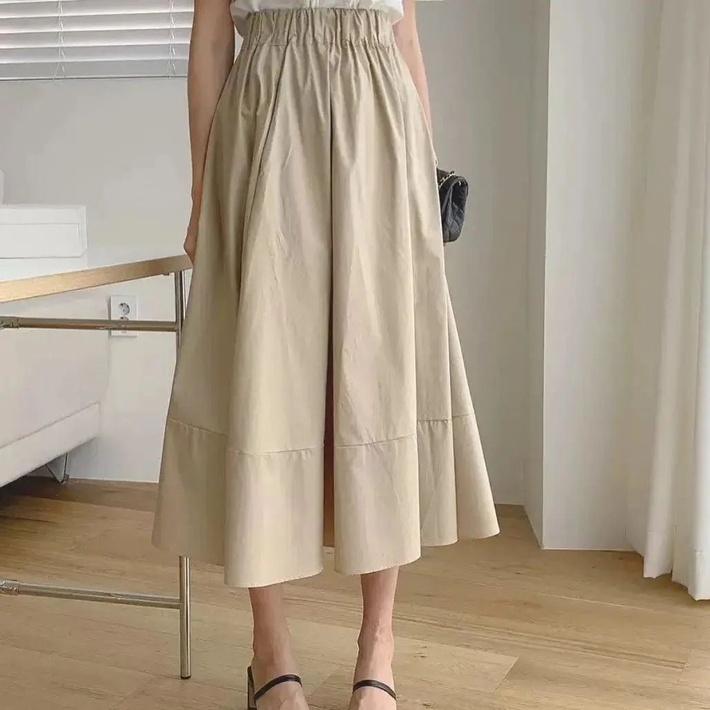 Bawahan Rok Celana Ivani Midi Korean Skirt Jumbo Linen Katun Rayon Scuba Serut Panjang Rajut Plisket