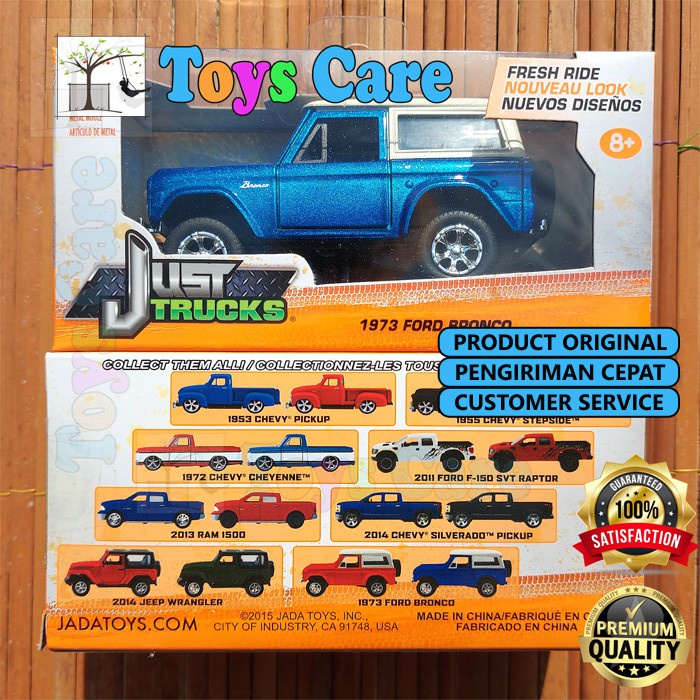 JADA skala 32 JUST TRUCKS - 1973 FORD BRONCO BIRU FRESH RIDE ORIGINAL JADA PROMO FLASH SALE