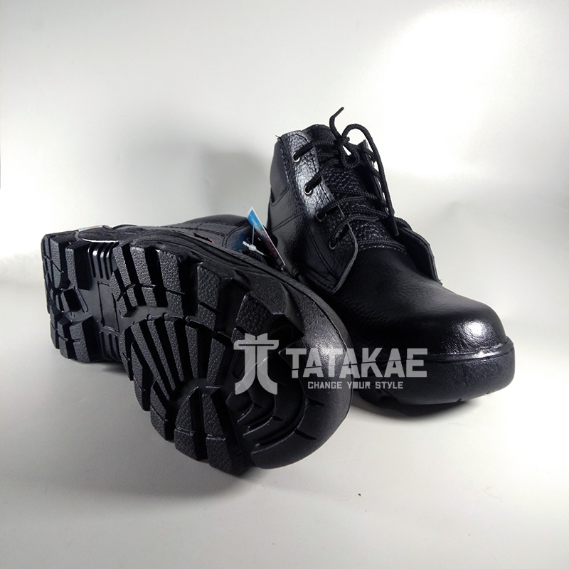 Sepatu Safety Ujung Besi Boot Hitam Pendek Tali King Kickress PDL PDH OB Kitchen