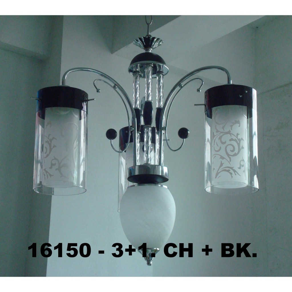 Lampu Hias Gantung Minimalis Dekorasi Ruang Tamu 6150 / 3+1 - CH+BK