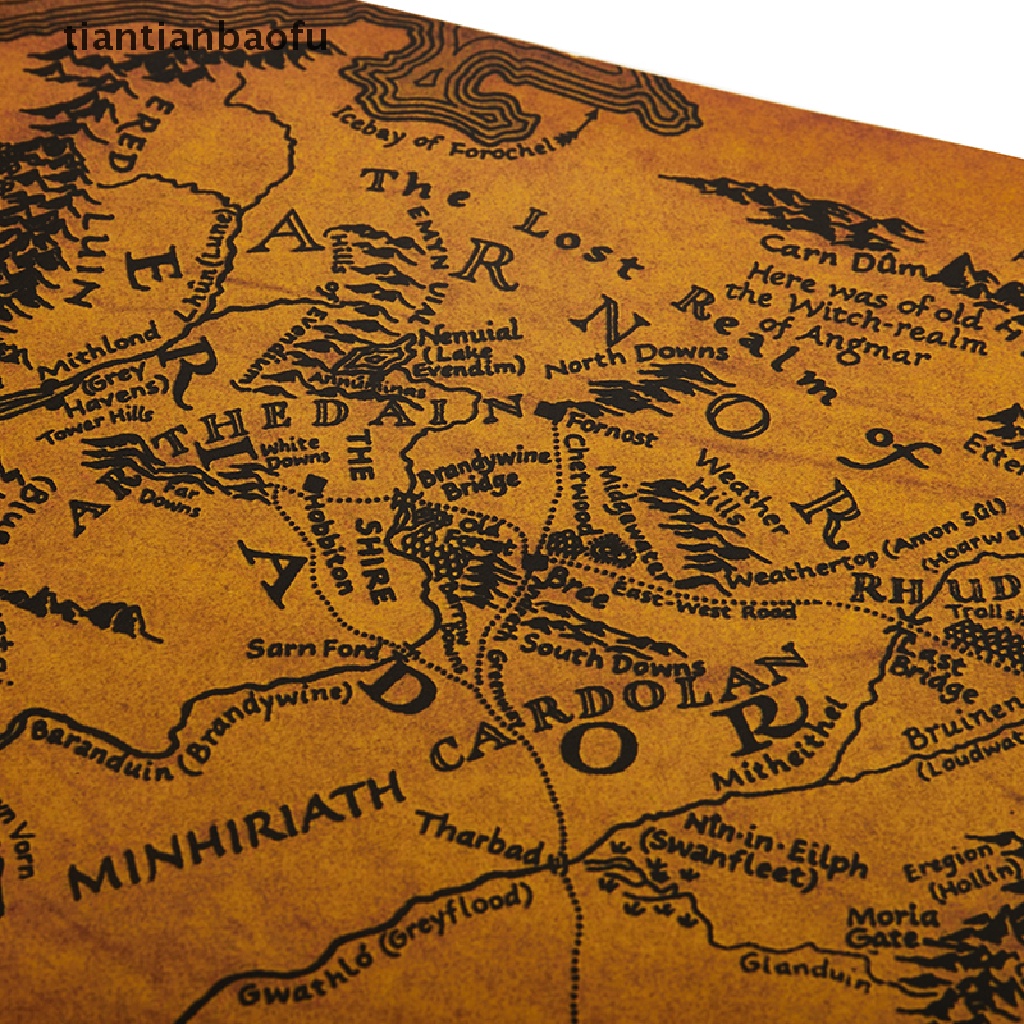 [tiantianbaofu] The Rings Middle Earth Map The Retro Kraft Paper Poster Decoration Wall Sticker Boutique