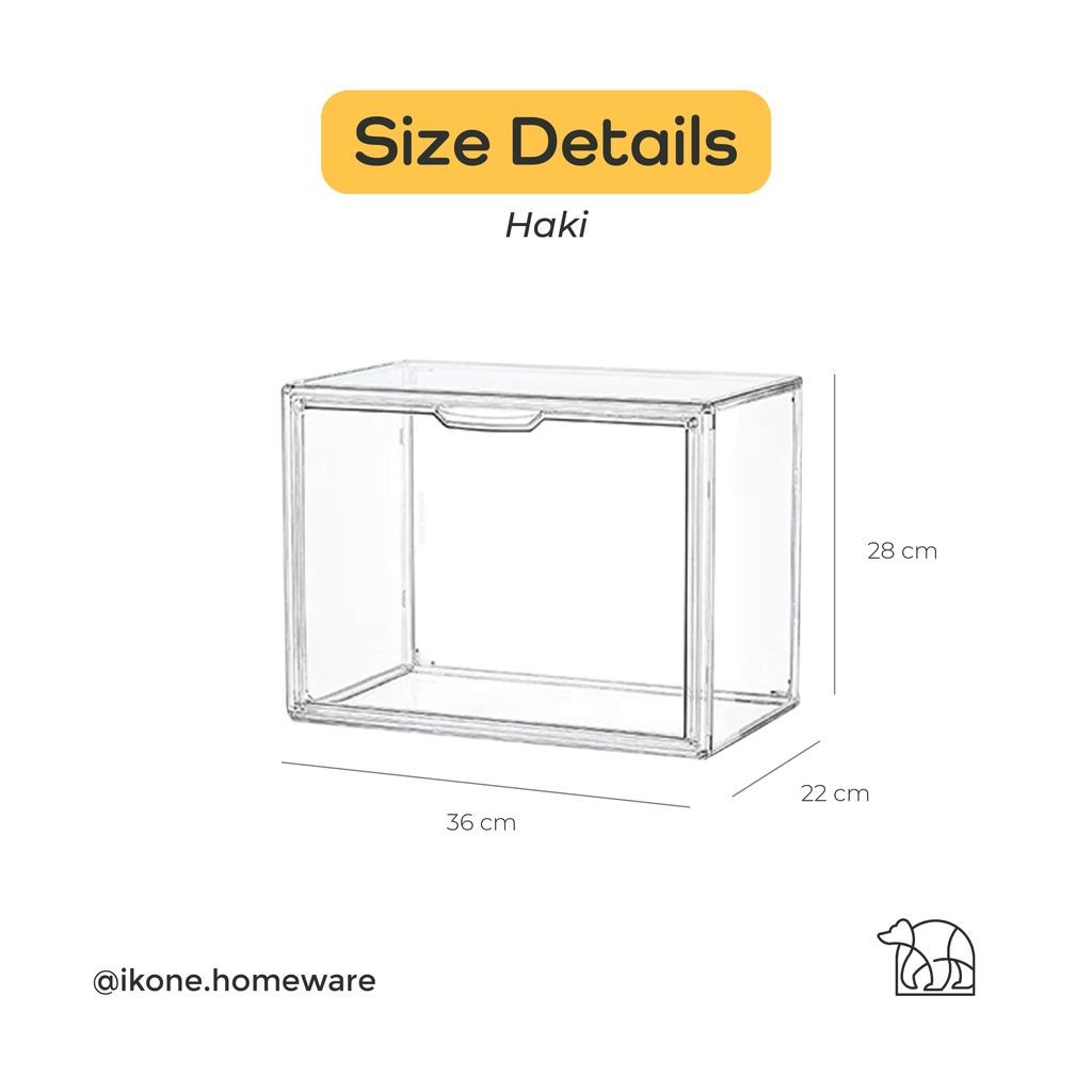 【IKONE】HAKI Transparent Acrylic Book Magazine Organizer Container Box Transparan Premium Berkualitas Kotak Penyimpanan Bening Akrilik Organiser Estetik Storage Box Serbaguna Penutup