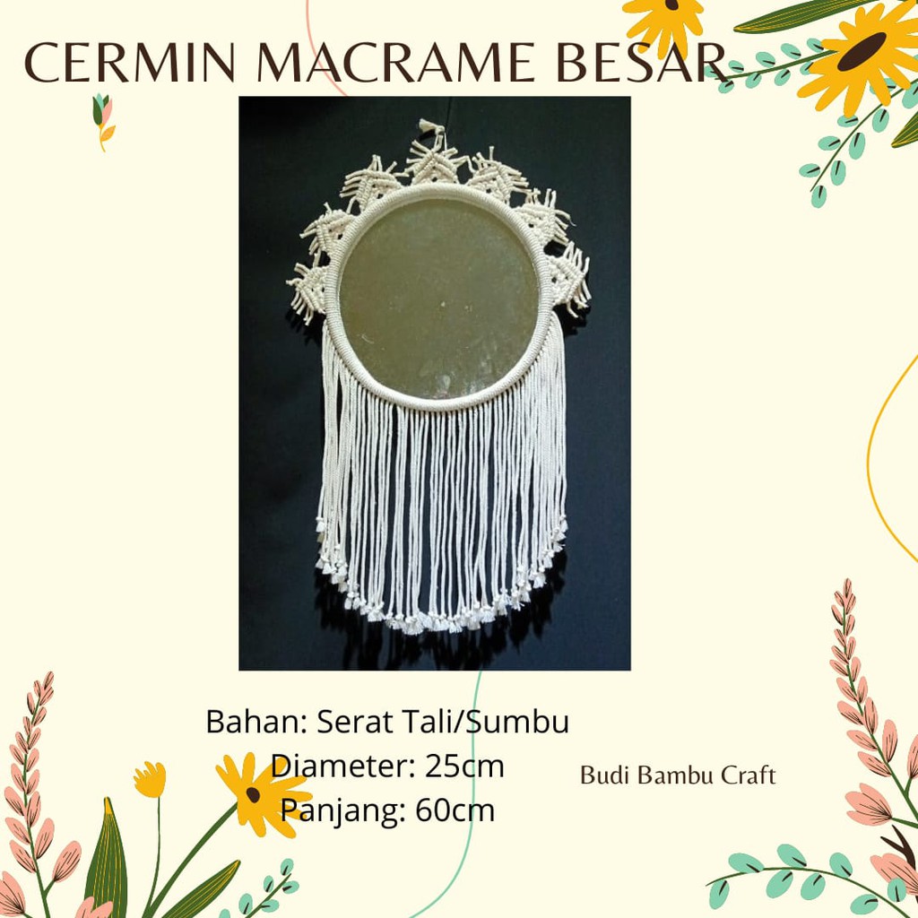 Cermin Dinding Dekorasi Macrame Besar