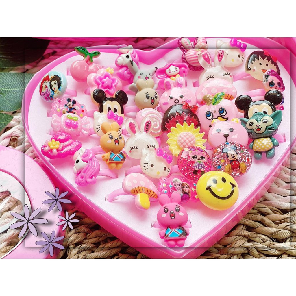 VS BG - Cincin Anak Perempuan isi 17pcs Bahan Plastik Motif Kartun