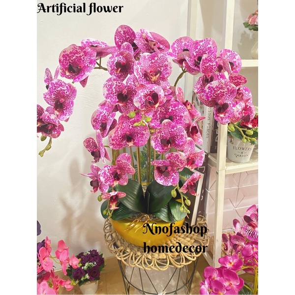 RANGKAIAN ANGGREK VAS GOLD JUMBO MEWAH / UNDAK  Bunga Anggrek Latex import