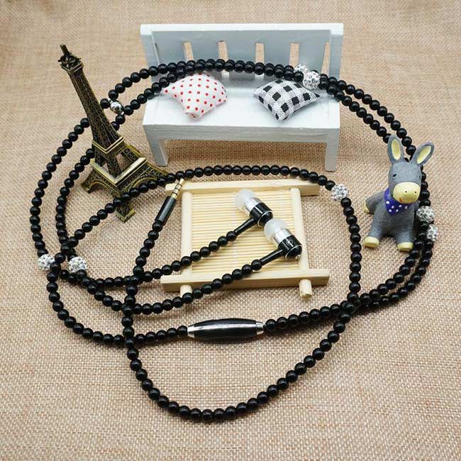 (COD) Pearl Necklace Earphone Kalung Mutiara Headset with Mic Charms Pendants Ornaments Henset Handset Heandset Hedset Hetset