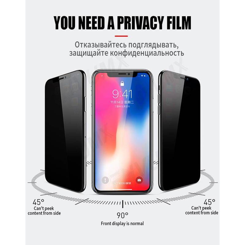 Pelindung Layar Tempered Glass Anti Spy Untuk IPhone X XS Max XR SE 2022 2020 7 8 6 6s Plus 13 12 11 Mini Pro Max