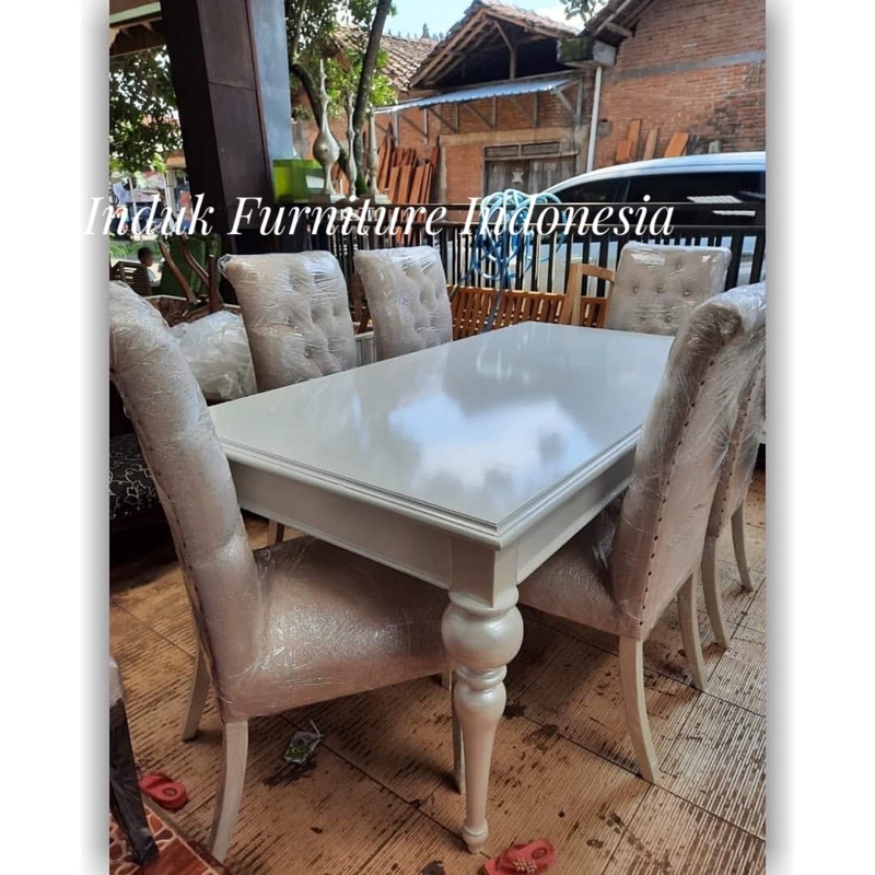 SET MEJA MAKAN SOFA MEWAH 6 KURSI. meja makan 6 kursi