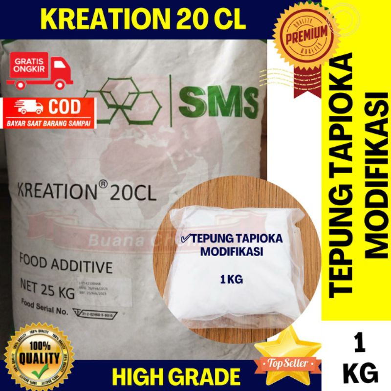 

Tepung Tapioka Modifikasi 1kg / Kreation 20 cl / Modified Tapioca Starch/ Tepung Tapioka