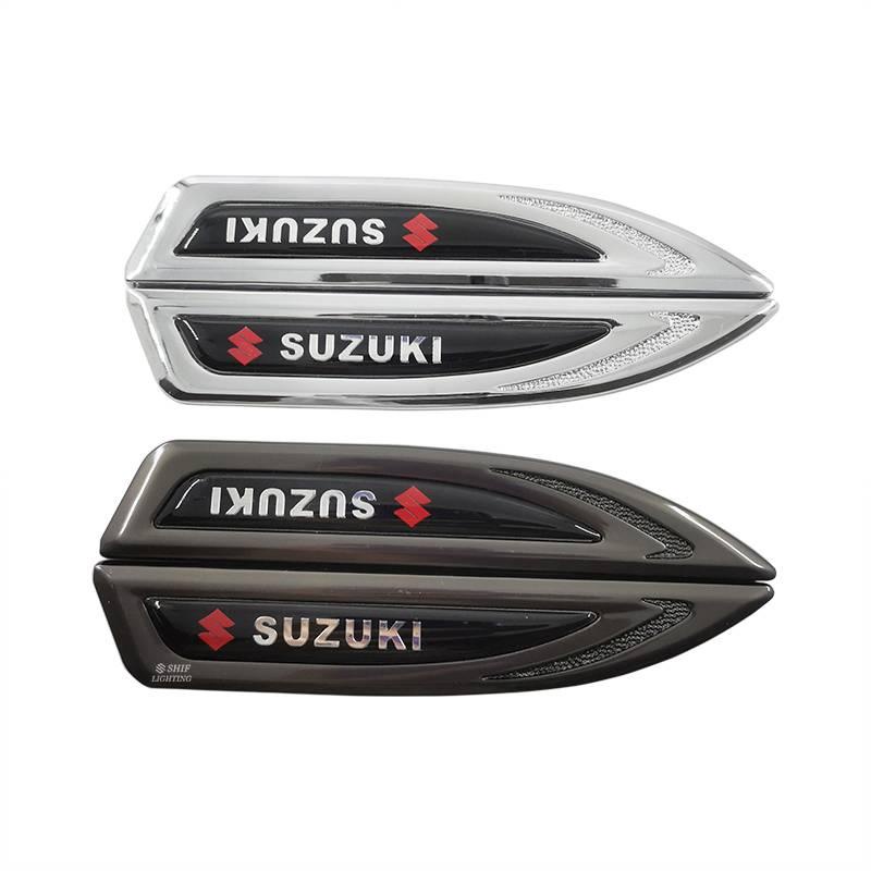 2 X Metal SUZUKI Logo Car Auto Side Fender Decorative Emblem Badge Sticker Decal For SUZUKI