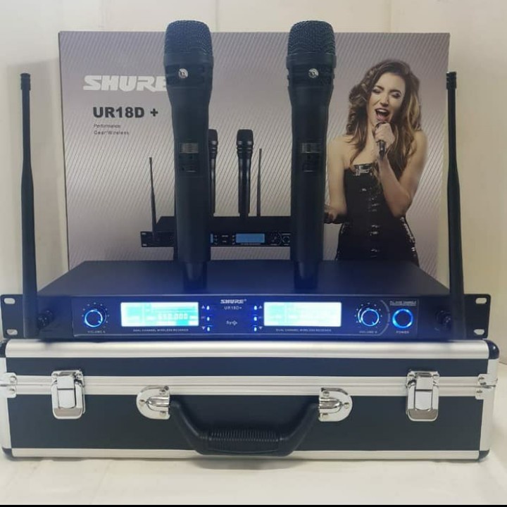 MIC WIRELESS SHURE UR18D+/UR 18D FREE KOPER MULTI CHANNEL 4 ANTENA NEW