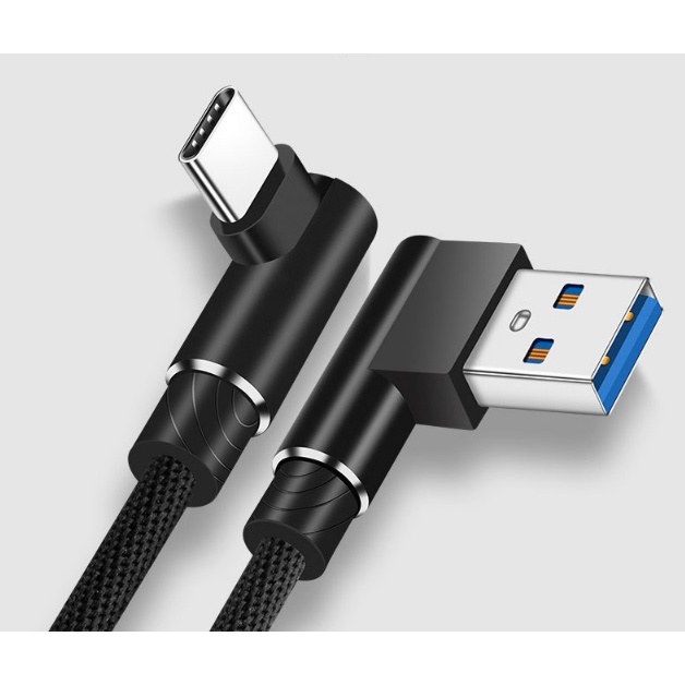 Kabel Charger USB Type C L Shape Cable 2.1A 1 Meter - 20180303 - Black