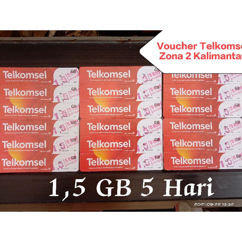 Voucher Telkomsel 1,5 gb 5 hari Zona 2 Kalimantan masa tunggu 4 bulan