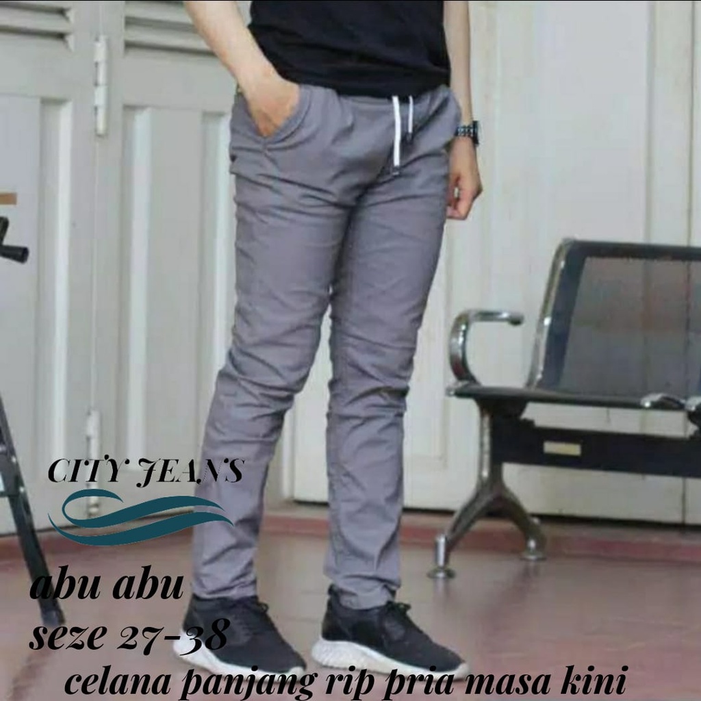 CELANA CHINO RIP PANJANG DEWASA PINGGANG KARET-