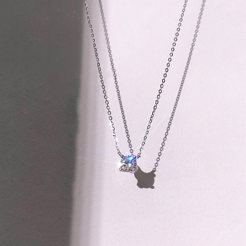 Kalung Choker 925 Sterling Silver Hias Kristal Kubik Zirkonia Warna Emas Untuk Wanita