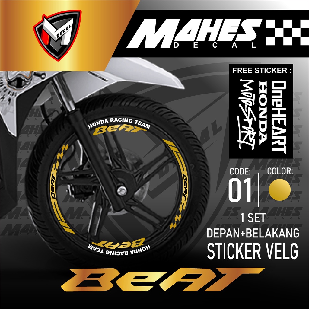 Mahes Decal - Aksesori Stiker Cutting Sticker List Velg Motor Beat Karbu Fi Esp Street Deluxe Lis Pe