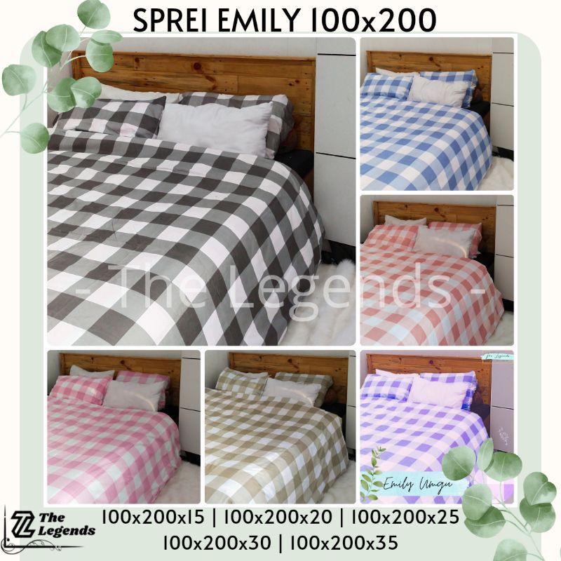 PROMO Sprei Kotak Emily 100x200 Sudut Karet | Aesthetic | 100x200x15 | 100x200x20 | 100x200x25 | 100