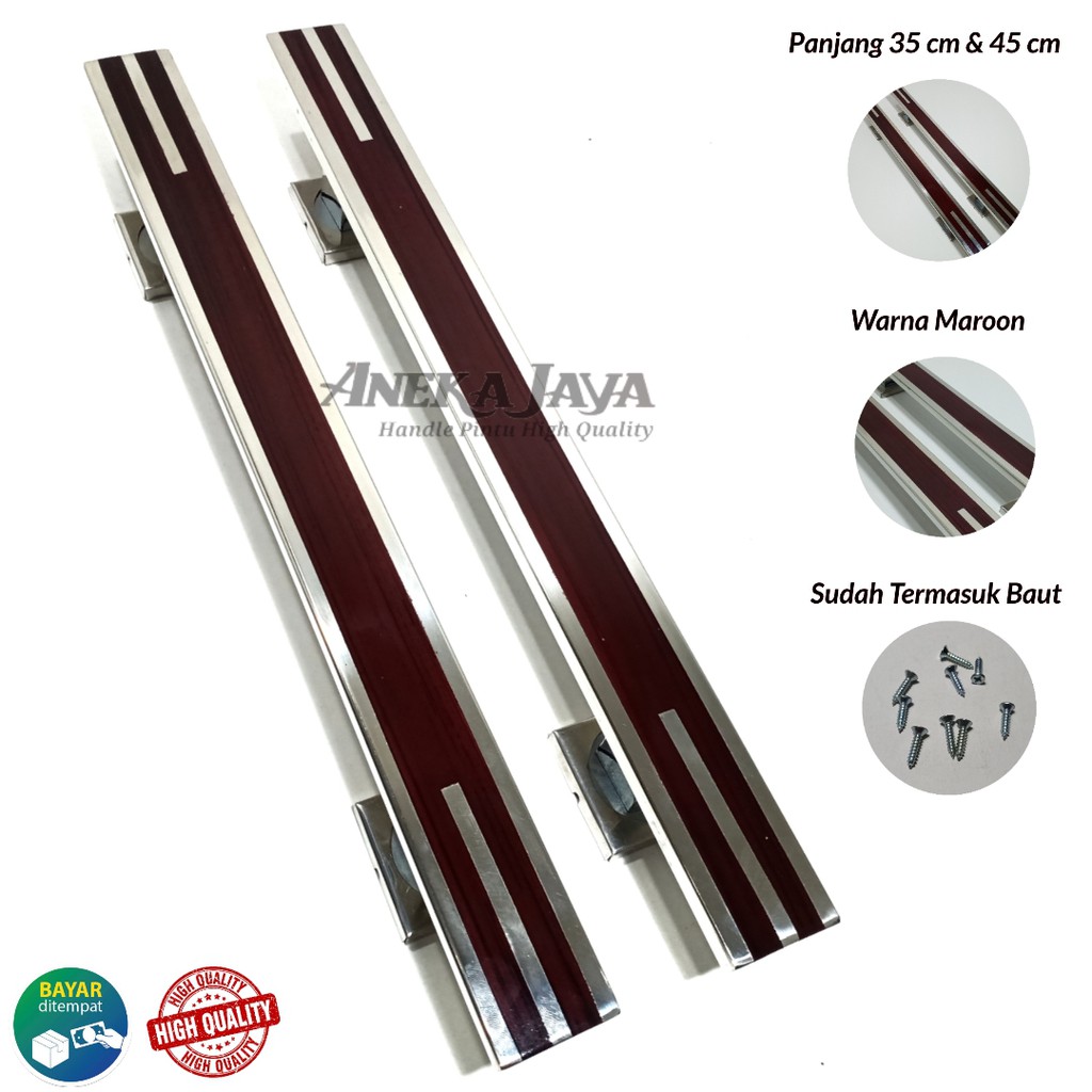 Handle Pintu rumah 35 cm &amp; 45 cm / Tarikan Pintu / Gagang Pintu rumah minimalis terbaru maroon