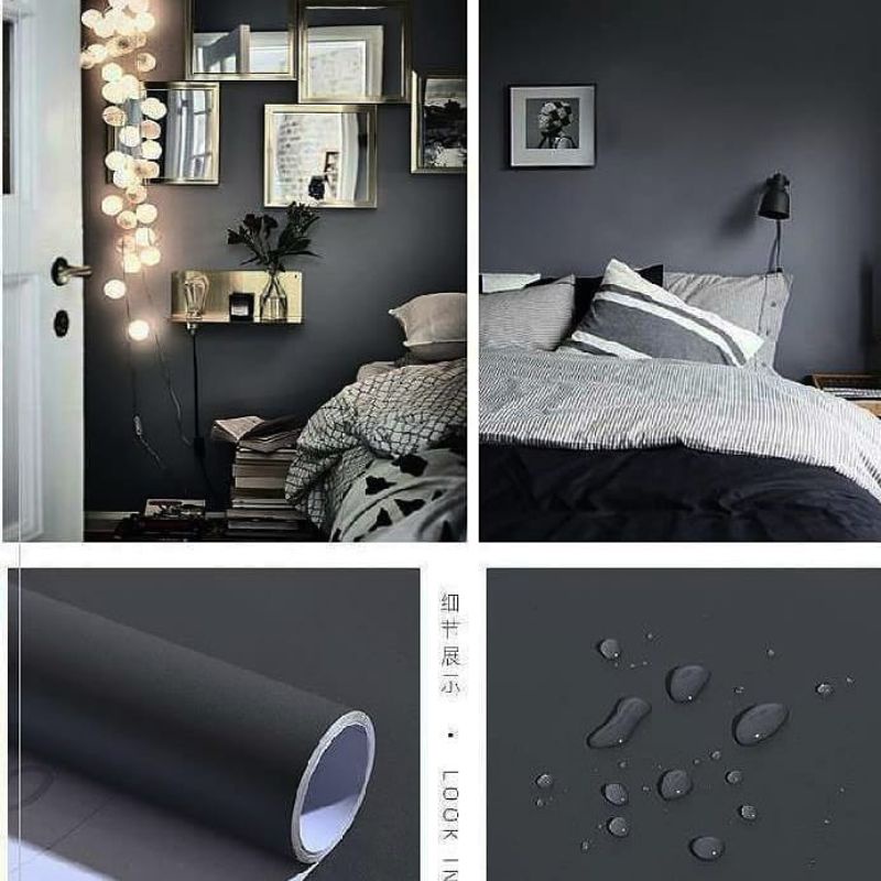 Wallpaper Sticker Motif Polos Hitam