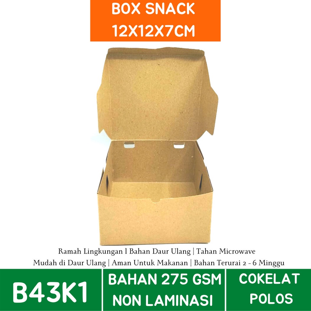 Box Snack Snack Box Dus 12X12X7 (B43K1-Non Laminasi)