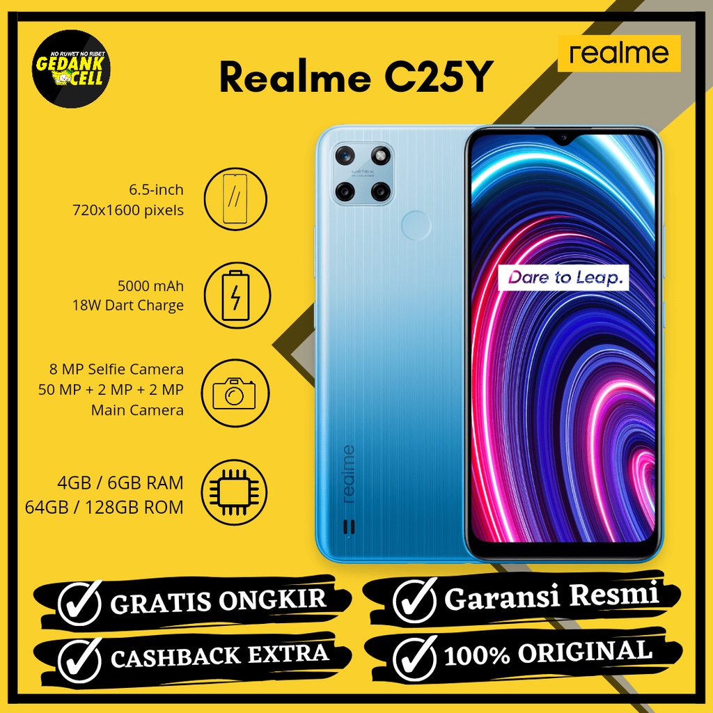 Jual Realme C25Y 4/64 Gb - Hp New Resmi | Shopee Indonesia