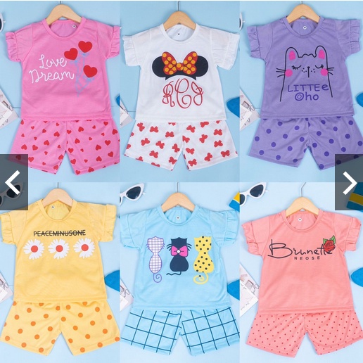 SETELAN BAJU ANAK MERRY / SETELAN ANAK ANAK KAOS RUFFLE ATASAN KAOS PEREMPUAN TANGAN TEROMPET FIT 1-6 TAHUN