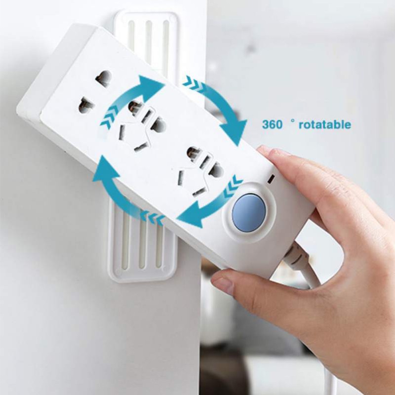 360 Degree Rotating Power Strip Holder /  Self Adhesive  Wall Mounted Socket Patch Plug Rack