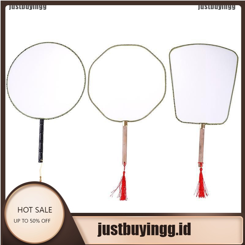 JB✪ White Elegant Hand Fan Gong fan blank children DIY art painted fan